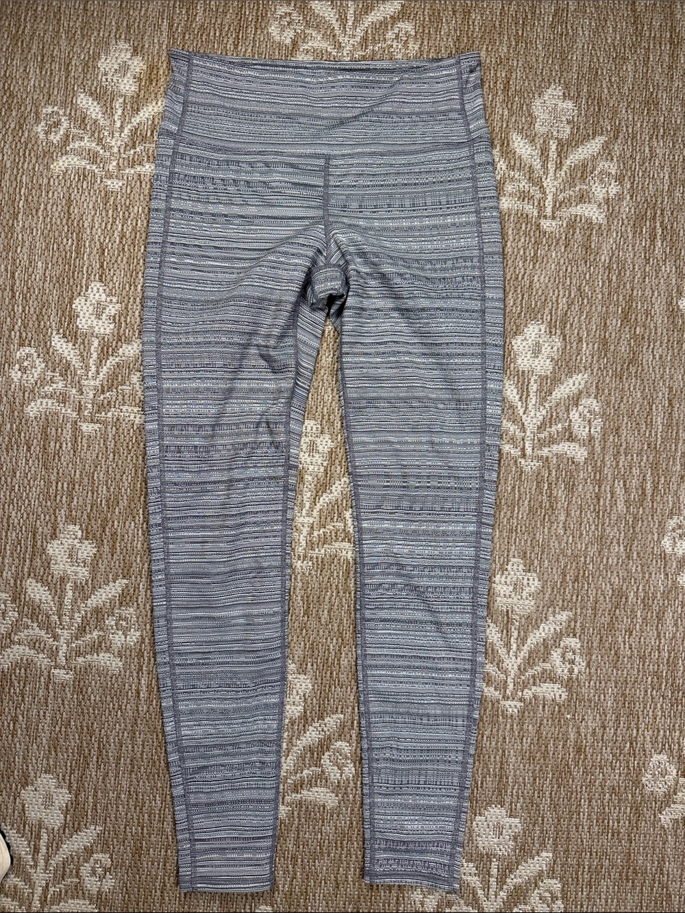 Athleta Gray Striped Knit Leggings